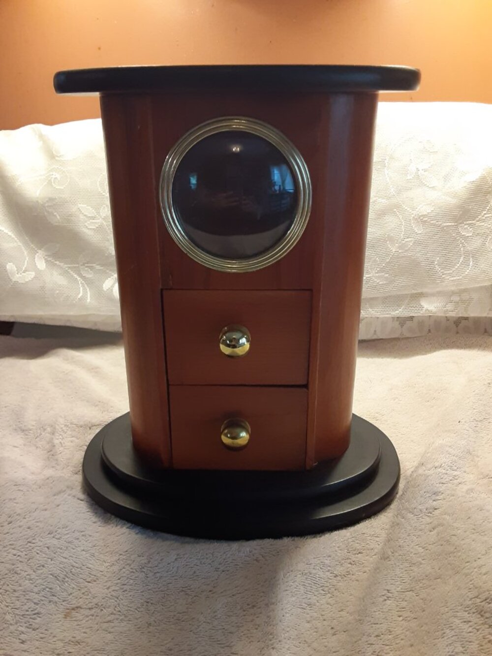 Vintage Linden Mahogany finished wooden jewelry box / clock housing case - Picture 4 of 14